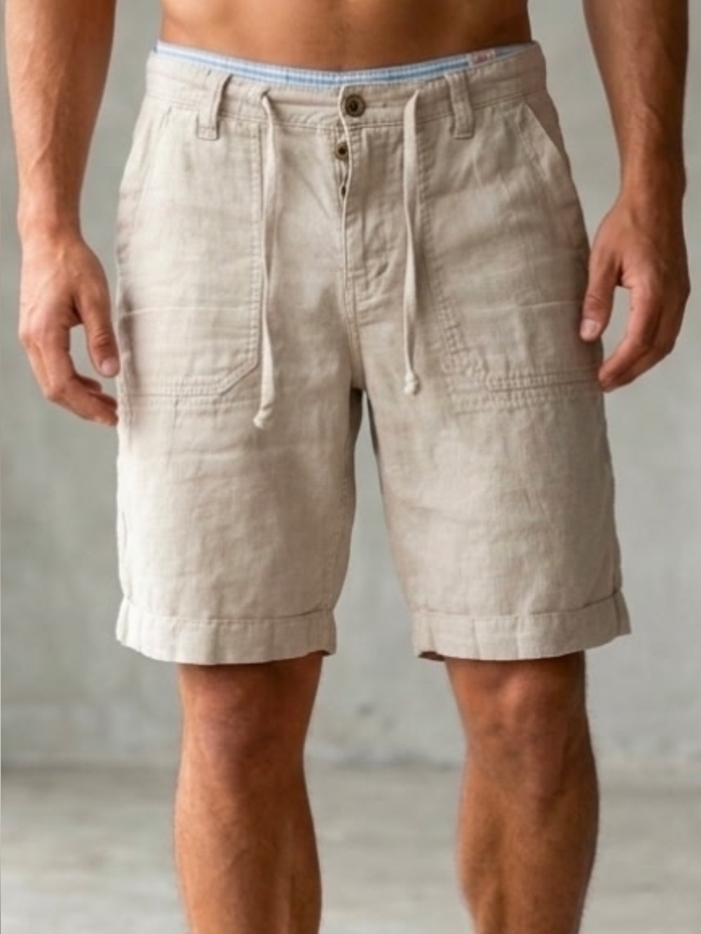 Lucky Brand Men's Beige Drawstring Cargo Shorts